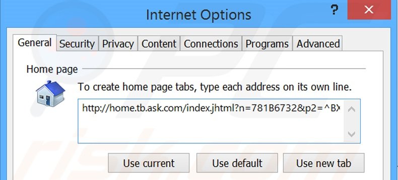Removing home.tb.ask.com from Internet Explorer homepage