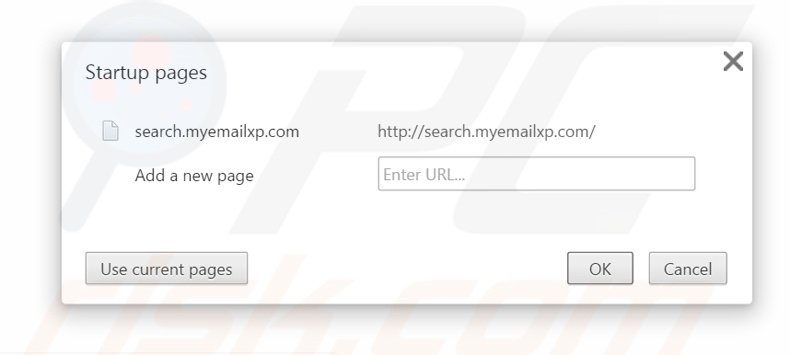 Removing search.myemailxp.com from Google Chrome homepage
