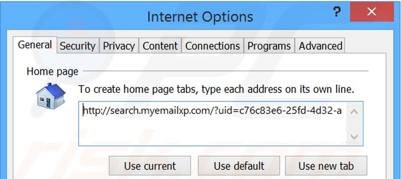 Removing search.myemailxp.com from Internet Explorer homepage