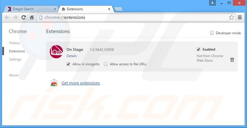 Removing On Stage ads from Google Chrome step 2