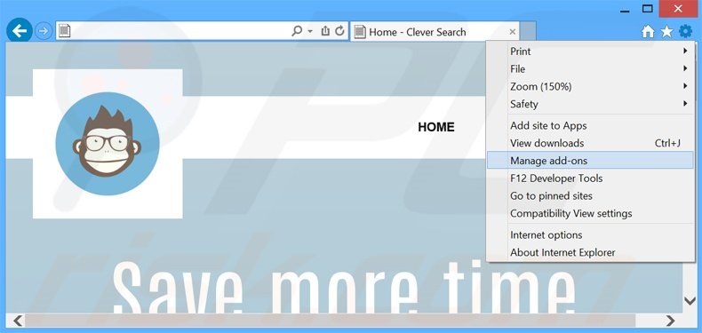 Removing Clever Search ads from Internet Explorer step 1