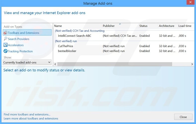 Removing WebDiscover ads from Internet Explorer step 2