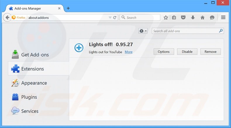 Removing Lights Off from Mozilla Firefox step 2
