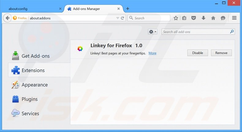 Removing linkeyproject.com related Mozilla Firefox extensions
