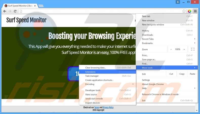 Removing Surf Speed Monitor  ads from Google Chrome step 1