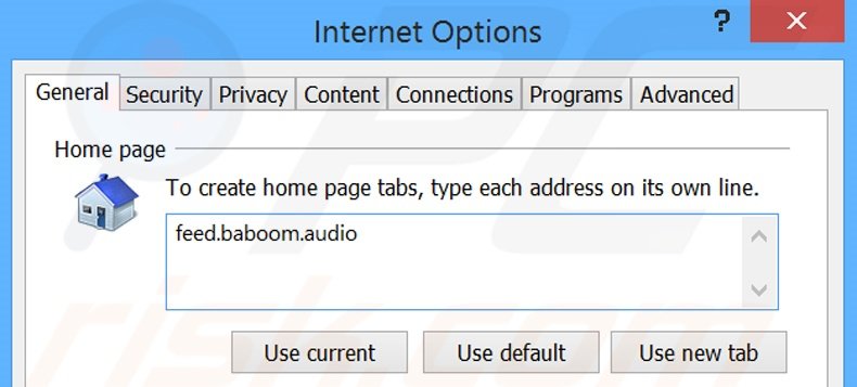 Removing baboom.audio from Internet Explorer homepage