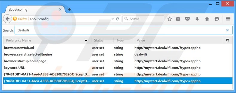 Removing mystart.dealwifi.com from Mozilla Firefox default search engine