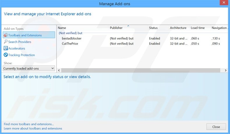 Removing DeskBar ads from Internet Explorer step 2