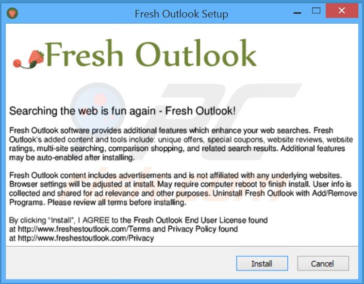fresh outlook adware installer setup