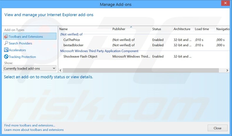 Removing Fusion Browser ads from Internet Explorer step 2