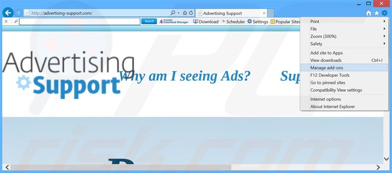 Removing mntr ads from Internet Explorer step 1