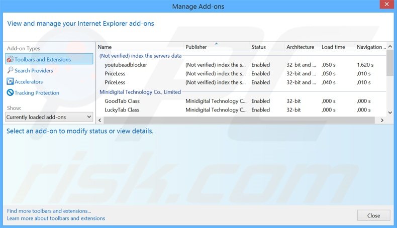 Removing MyOneSearch.net related Internet Explorer extensions