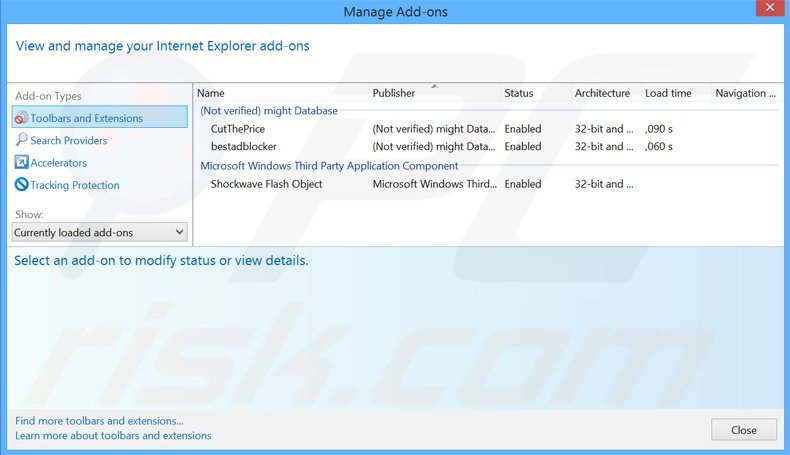 Removing Playthru Player ads from Internet Explorer step 2