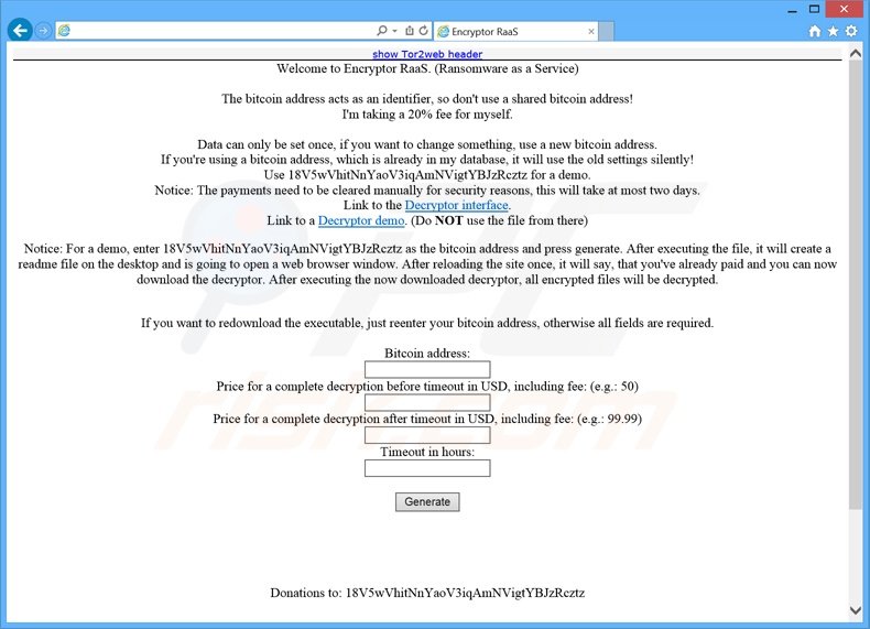 RaaS ransomware website