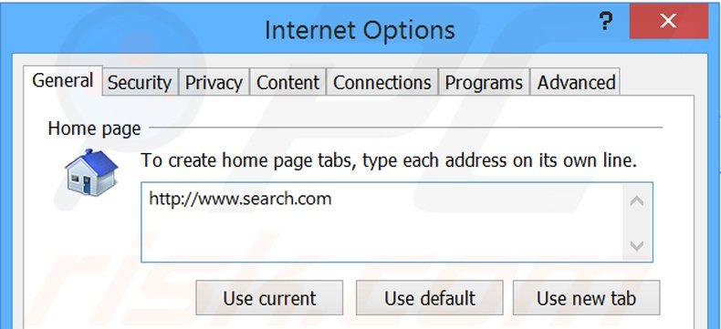 Removing search.com from Internet Explorer homepage