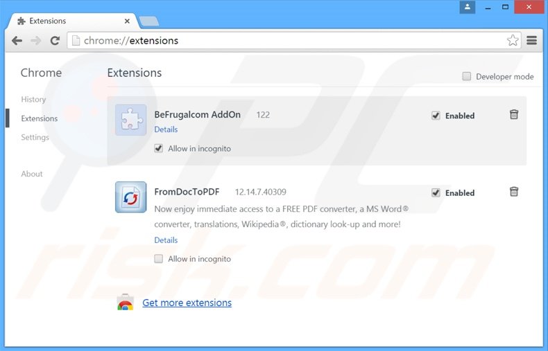 Removing search.myway.com related Google Chrome extensions