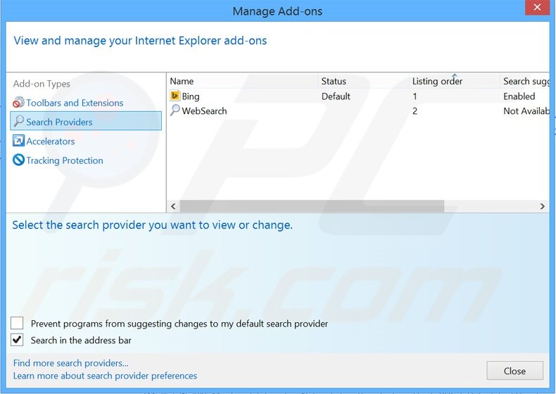 Removing search.myway.com from Internet Explorer default search engine