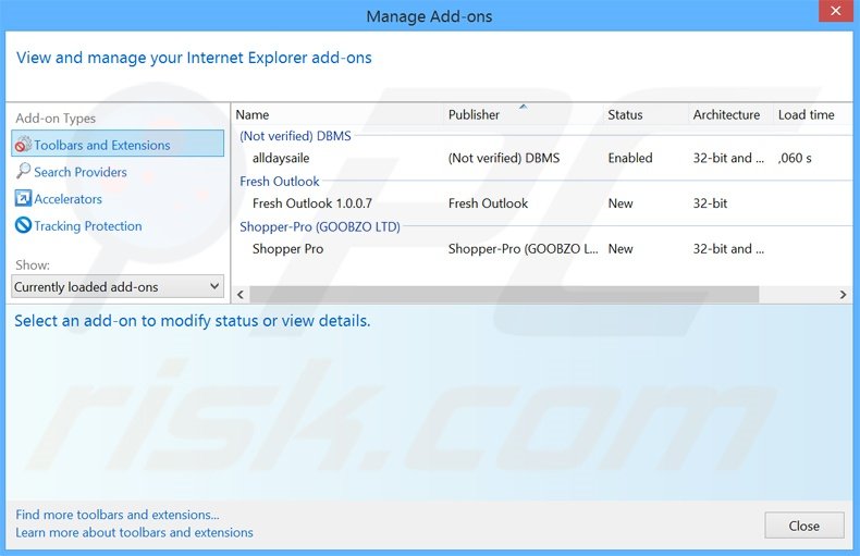 Removing TermTrident ads from Internet Explorer step 2