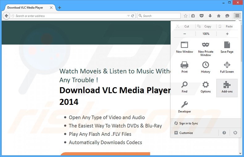 Removing Cinemax Plus ads from Mozilla Firefox step 1