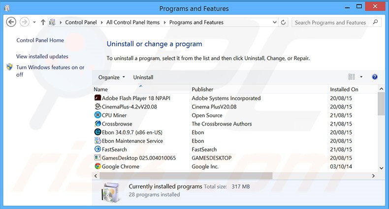 CouponDropDown adware uninstall via Control Panel