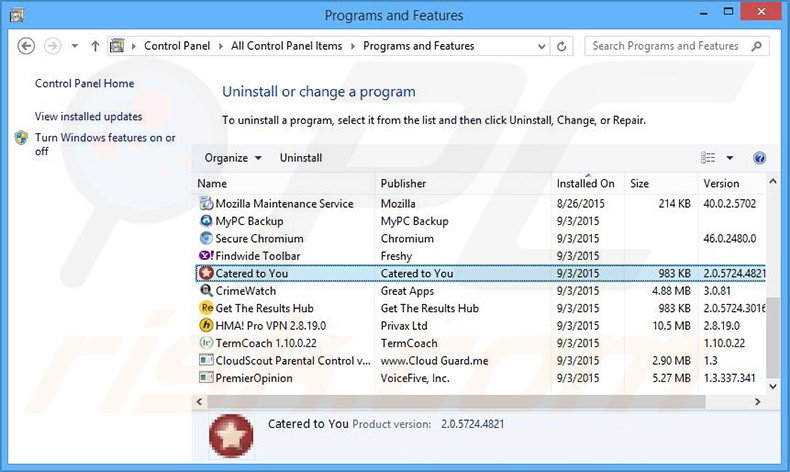 Deal Maverick adware uninstall via Control Panel