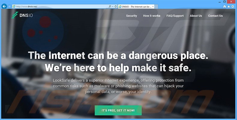 The official DNSIO browser hijacker download website
