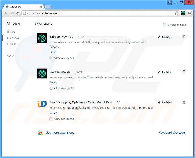 Removing FunFeedr ads from Google Chrome step 2
