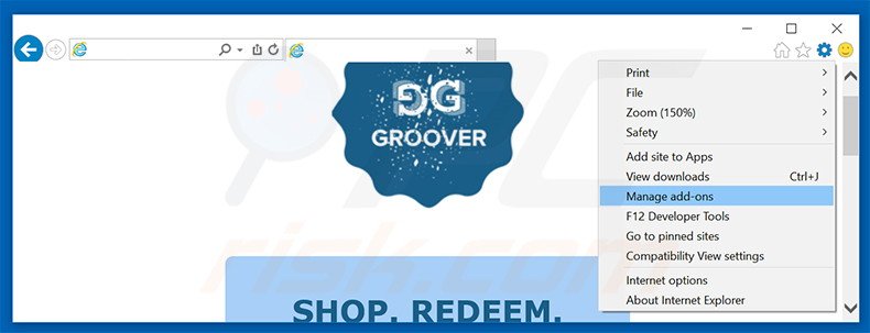Removing Groover ads from Internet Explorer step 1