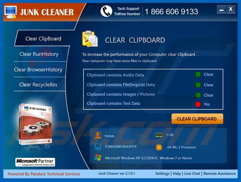 Deceptive adware-type application Junk Cleaner