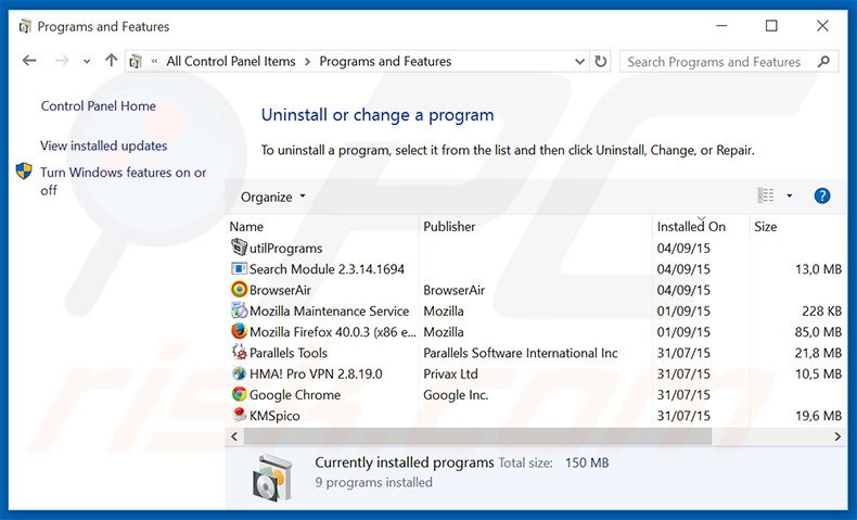 search.newtabtvsearch.com browser hijacker uninstall via Control Panel