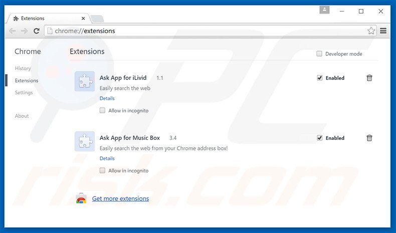 Removing Note-up ads from Google Chrome step 2