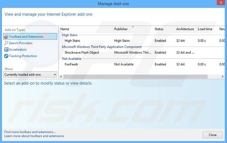 Removing Treasure Track ads from Internet Explorer step 2