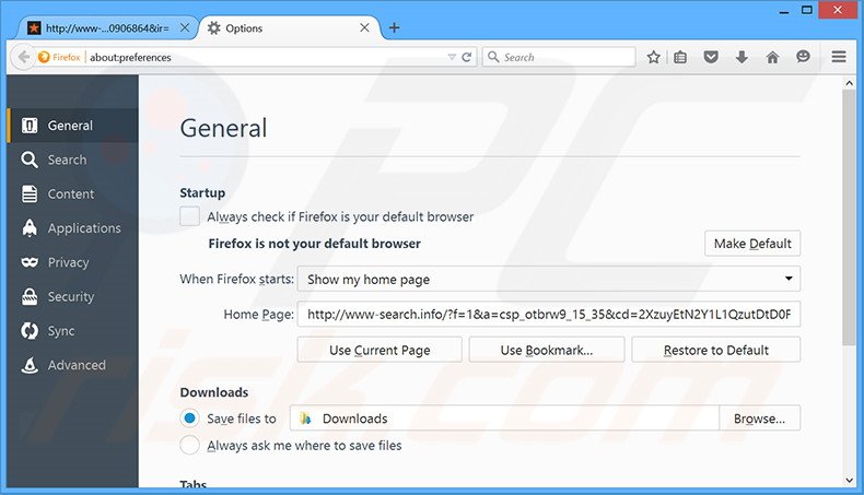 Removing www-search.info from Mozilla Firefox homepage