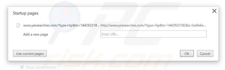 Removing yessearches.com from Google Chrome homepage