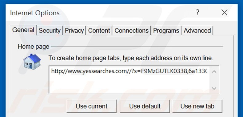 Removing yessearches.com from Internet Explorer homepage