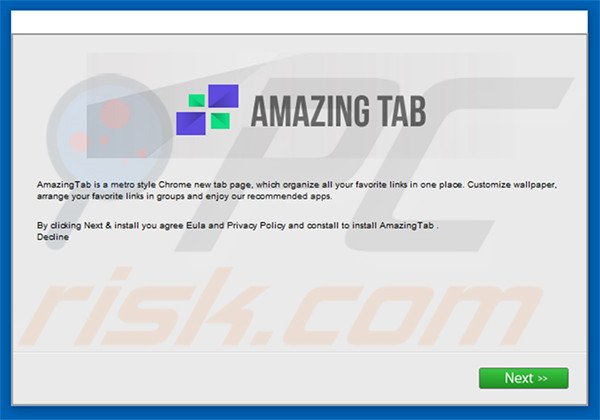 Official AmazingTab adware installation setup