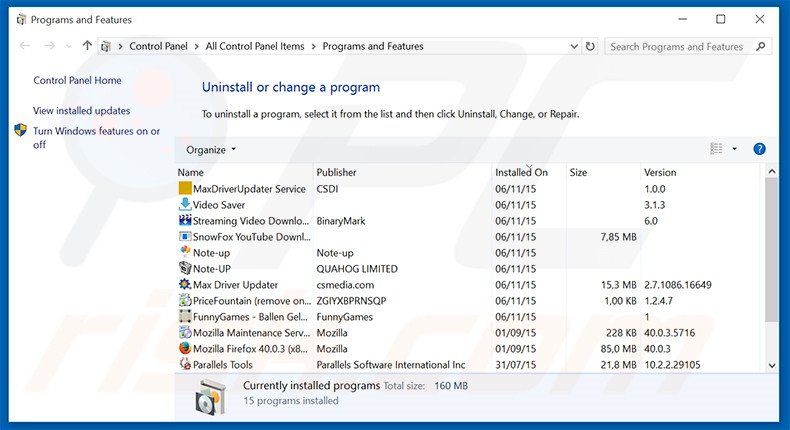 AmazingTab adware uninstall via Control Panel