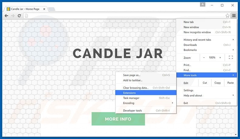 Removing Candle Jar  ads from Google Chrome step 1
