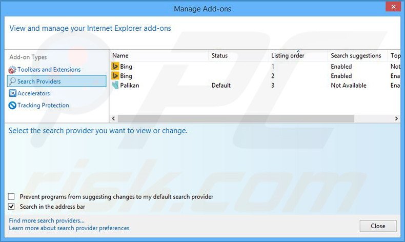 Removing coppingo.com from Internet Explorer default search engine