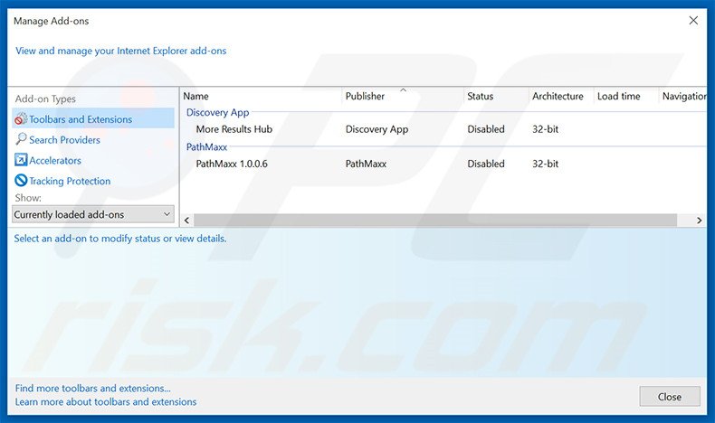 Removing DustApps ads from Internet Explorer step 2