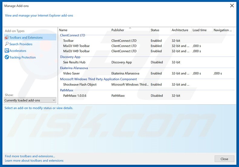 Removing Mint Cast Networks ads from Internet Explorer step 2