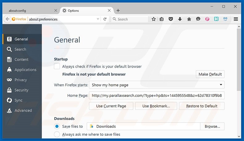 Removing my.parallaxsearch.com from Mozilla Firefox homepage
