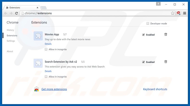 Removing mysearch.com related Google Chrome extensions