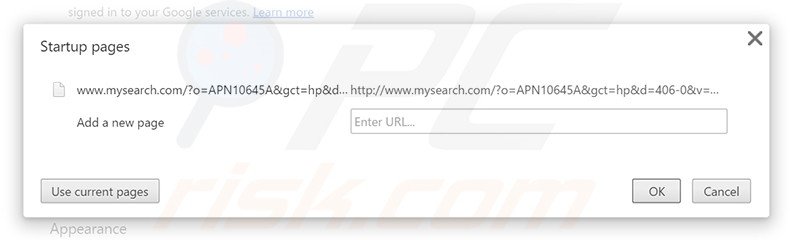 Removing mysearch.com from Google Chrome homepage