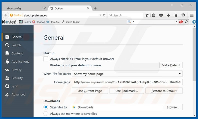 Removing mysearch.com from Mozilla Firefox homepage
