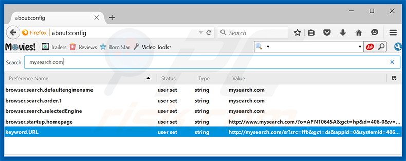 Removing mysearch.com from Mozilla Firefox default search engine