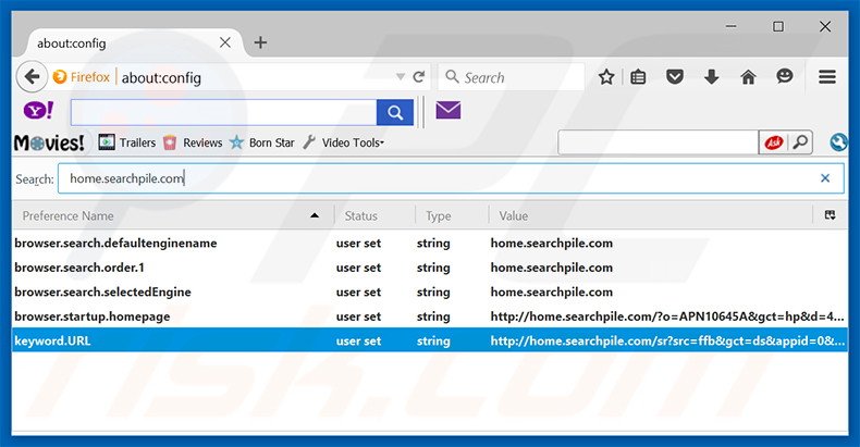 Removing home.searchpile.com from Mozilla Firefox default search engine