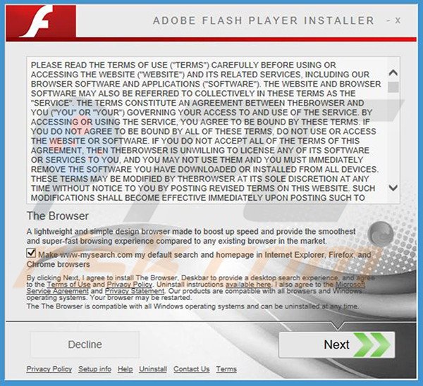 Official TheBrowser adware installation setup