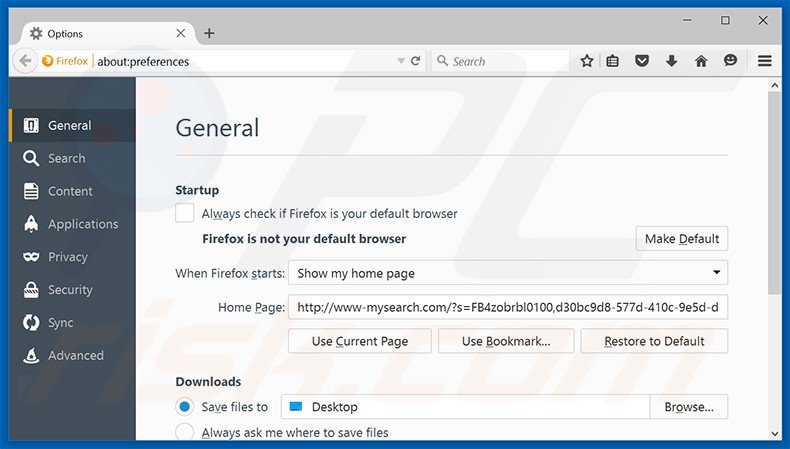 Removing www-mysearch.com from Mozilla Firefox homepage