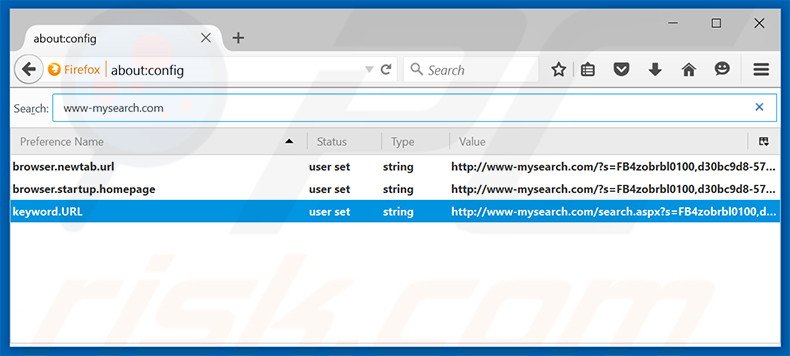 Removing www-mysearch.com from Mozilla Firefox default search engine